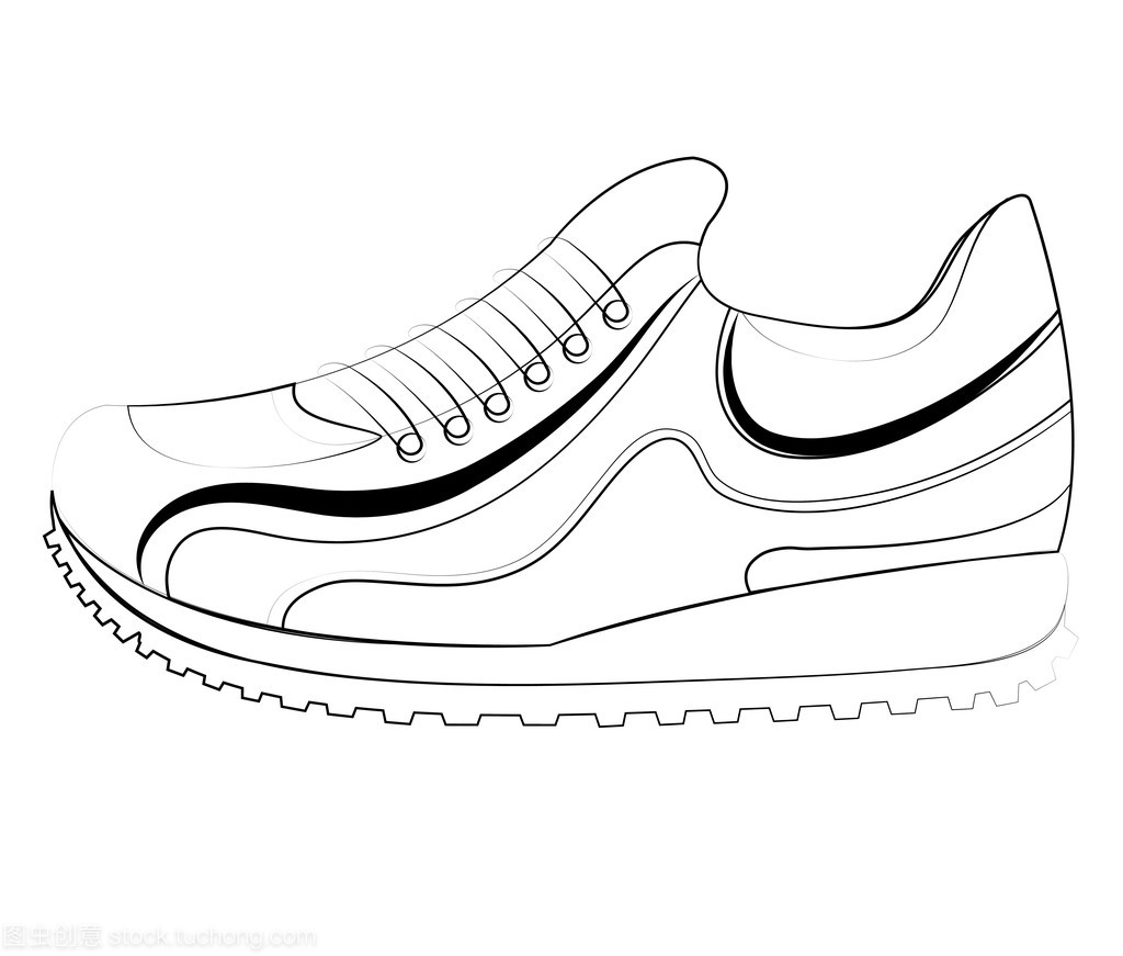运行图标的白色背景图形的轮廓运动鞋
